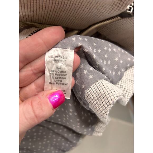 CAbi Zip Line Peplum Blazer Jacket White Black Grid Womens Sz 2 Snap Close - Picture 8 of 11